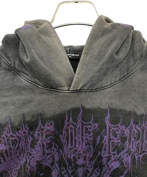 DROPDEAD（ドロップデッド）DROPDEAD (ドロップデッド) CRADLE OF FILTH (クレイドル・オブ・フィルス) ユーズド加工プリントパーカー グレー サイズ:XLの古着・服飾アイテム