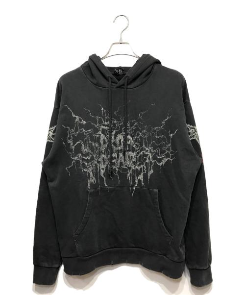 DROPDEAD（ドロップデッド）DROPDEAD (ドロップデッド) ユーズド加工パーカー グレー サイズ:Lの古着・服飾アイテム
