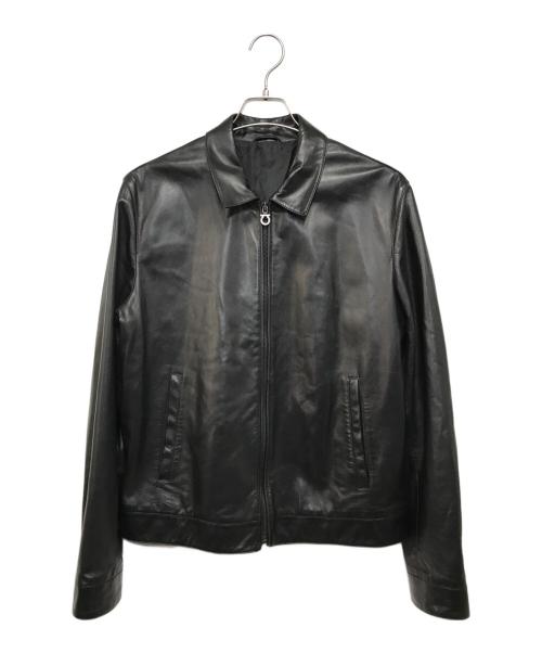 Salvatore Ferragamo（サルヴァトーレ フェラガモ）Salvatore Ferragamo (サルヴァトーレ フェラガモ) シングルレザージャケット ブラック サイズ:48の古着・服飾アイテム