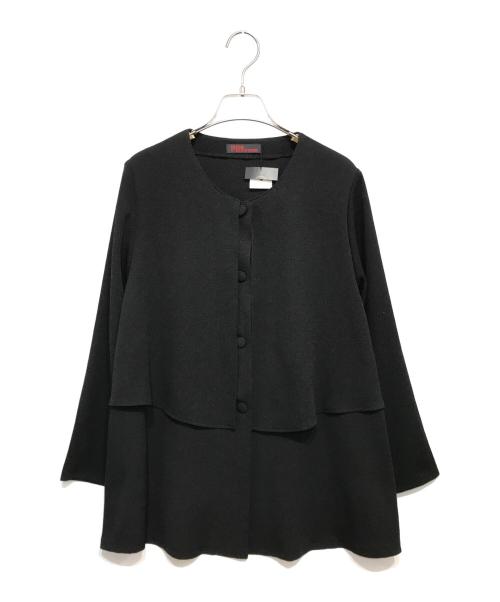 詩仙堂by HITOSHI（シセンドウバイヒトシ）詩仙堂by hitoshi (シセンドウバイヒトシ) ちりめんノーカラーブラウス ブラック サイズ:記載なしの古着・服飾アイテム