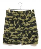A BATHING APEア ベイシング エイプ）の古着「1st camo yellow スウェットカーゴショーツ」｜カーキ