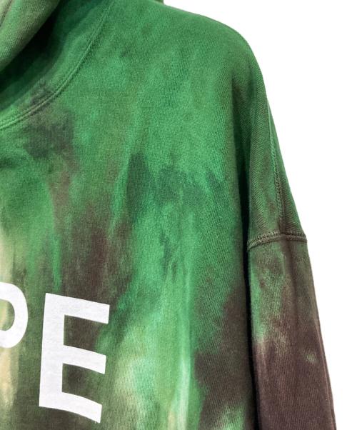 A BATHING APE（ア ベイシング エイプ）A BATHING APE (ア ベイシング エイプ) ICE DYE BAPE RELAXED FIT PULLOVER HOODIE グリーン×ベージュ サイズ:Lの古着・服飾アイテム