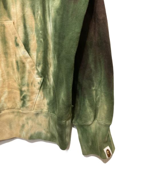 A BATHING APE（ア ベイシング エイプ）A BATHING APE (ア ベイシング エイプ) ICE DYE BAPE RELAXED FIT PULLOVER HOODIE グリーン×ベージュ サイズ:Lの古着・服飾アイテム