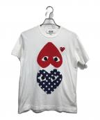 PLAY COMME des GARCONSプレイコムデギャルソン）の古着「ハートロゴプリントTシャツ」｜ブラック