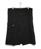 Y'sワイズ）の古着「ウールギャバワイドラップスカート」｜ブラック