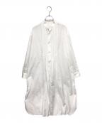 Y'sワイズ）の古着「フロントプリーツシャツワンピース」｜ホワイト
