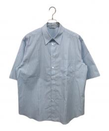 AURALEE（オーラリー）の古着「Suvin High Count Cloth Stripe Half Sleeve Shirt」｜ブルー