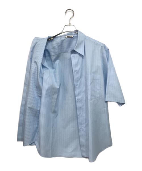 AURALEE（オーラリー）AURALEE (オーラリー) Suvin High Count Cloth Stripe Half Sleeve Shirt ブルー サイズ:5の古着・服飾アイテム