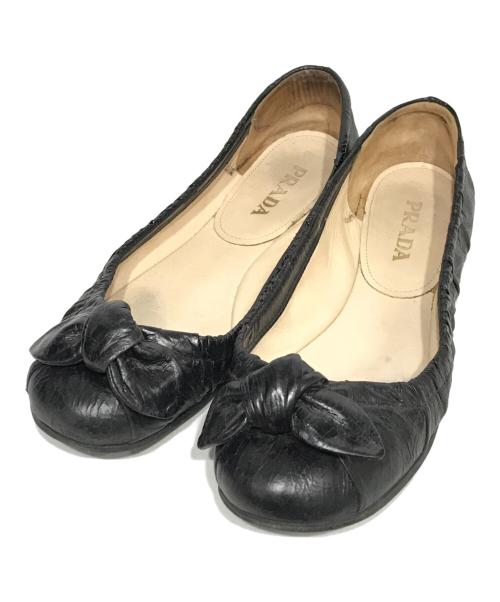 PRADA（プラダ）PRADA (プラダ) バレエパンプス ブラック サイズ:37 1/2の古着・服飾アイテム