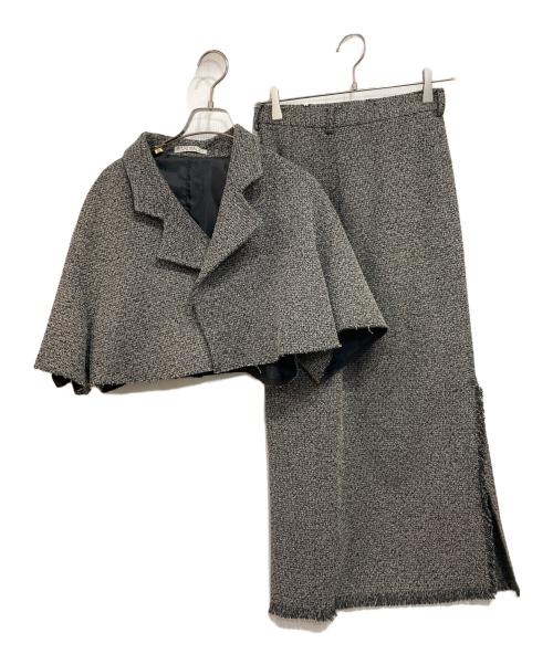 RANDEBOO（ランデブー）RANDEBOO (ランデブー) Cape tweed jacket / Tweed long skirt セットアップ グレー サイズ:Fの古着・服飾アイテム