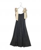 amerge.アメルジュ）の古着「リボンショルダーマキシワンピース」｜ブラック