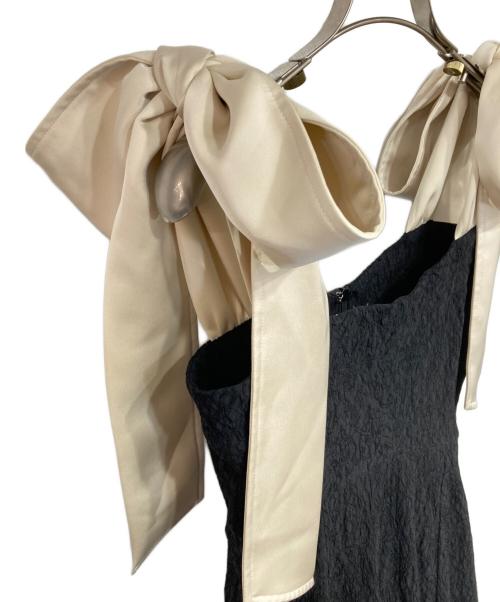 amerge.（アメルジュ）amerge. (アメルジュ) リボンショルダーマキシワンピース ブラック サイズ:Mの古着・服飾アイテム