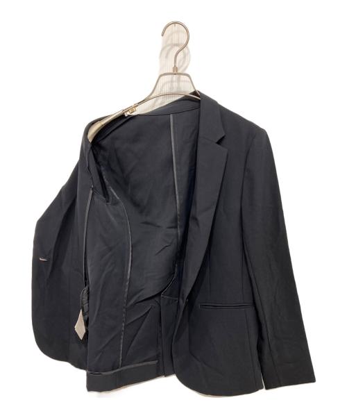 23区（ニジュウサンク）23区 (ニジュウサンク) アイアスマットストレッチ ノーカラー ジャケット ネイビー サイズ:36の古着・服飾アイテム