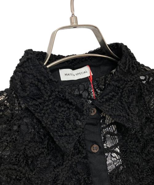 MAISON SPECIAL（メゾンスペシャル）MAISON SPECIAL (メゾンスペシャル) エンブロイダリーレースショートシャツ ブラック サイズ:FREEの古着・服飾アイテム