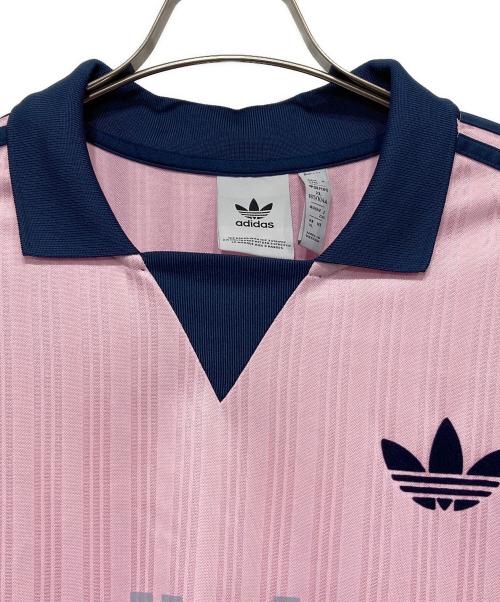 adidas（アディダス）adidas (アディダス) 襟付きゴーリートップ ピンク サイズ:2XLの古着・服飾アイテム