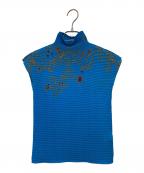 me ISSEY MIYAKEミーイッセイ ミヤケ）の古着「総柄ボトルネックカットソー」｜ブルー