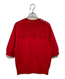 Loulou Willoughby（ルルウィルビー）の古着「ショルダービジュープルオーバー ニット」｜レッド