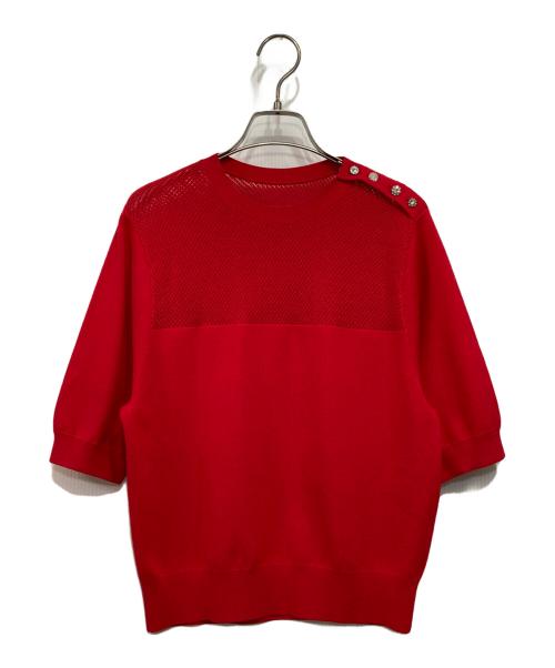 Loulou Willoughby（ルルウィルビー）Loulou Willoughby (ルルウィルビー) ショルダービジュープルオーバー ニット レッド サイズ:2の古着・服飾アイテム