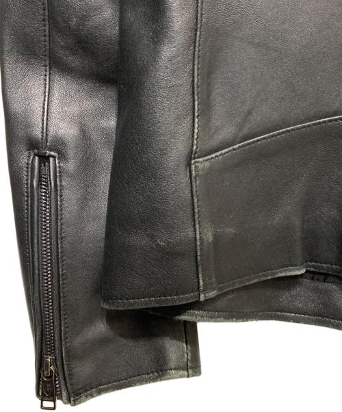 BLACK LABEL CRESTBRIDGE（ブラックレーベル クレストブリッジ）BLACK LABEL CRESTBRIDGE (ブラックレーベル クレストブリッジ) シングルレザーライダースジャケット ブラック サイズ:Mの古着・服飾アイテム