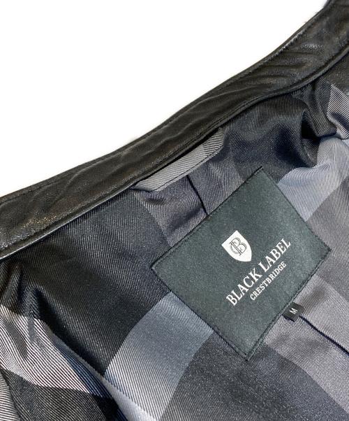 BLACK LABEL CRESTBRIDGE（ブラックレーベル クレストブリッジ）BLACK LABEL CRESTBRIDGE (ブラックレーベル クレストブリッジ) シングルレザーライダースジャケット ブラック サイズ:Mの古着・服飾アイテム