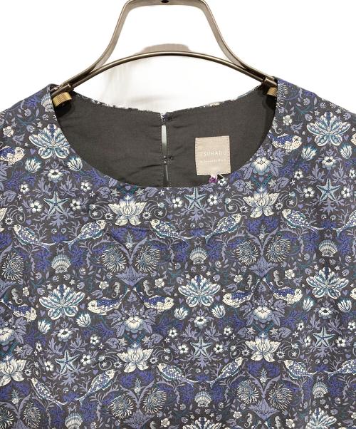 TSUHARU by samansa Mos2（ツハル バイ サマンサモスモス）TSUHARU by samansa Mos2 (ツハル バイ サマンサモスモス) LIBERTY Akinobu柄袖バルーンワンピース ブルー サイズ:FREEの古着・服飾アイテム