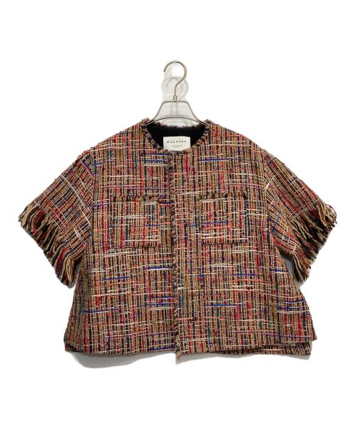 MACPHEE（マカフィー）MACPHEE (マカフィー) マルチツイード ラウンドカラージャケット レッド サイズ:FREEの古着・服飾アイテム