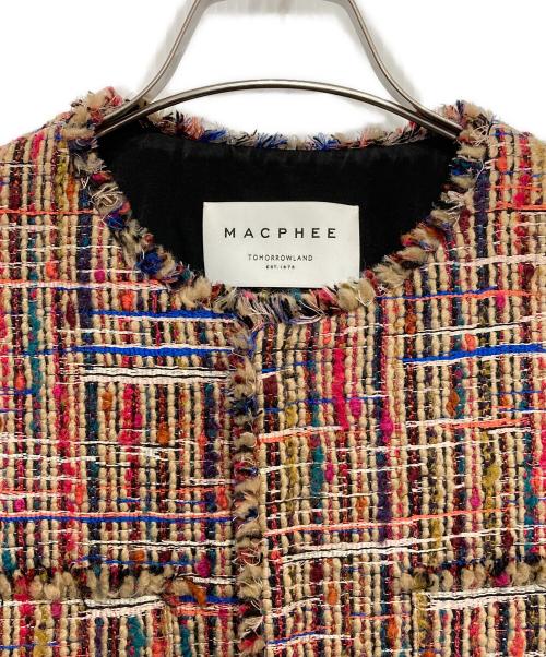 MACPHEE（マカフィー）MACPHEE (マカフィー) マルチツイード ラウンドカラージャケット レッド サイズ:FREEの古着・服飾アイテム