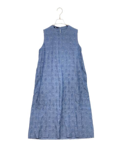 45R（フォーティファイブ・アール）45R (フォーティファイブ・アール) インディゴ染め総柄ノースリーブワンピース インディゴの古着・服飾アイテム