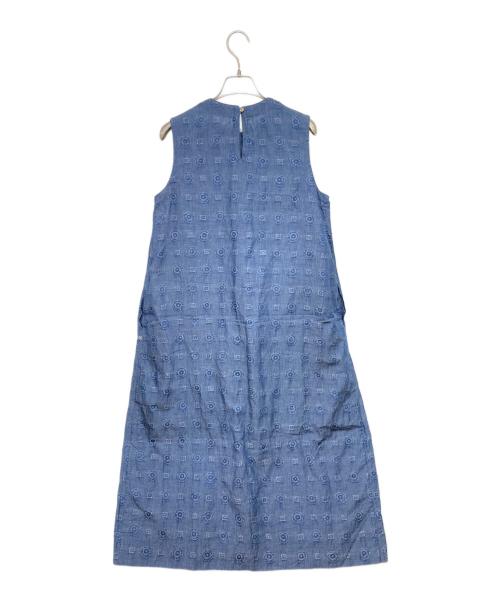45R（フォーティファイブ・アール）45R (フォーティファイブ・アール) インディゴ染め総柄ノースリーブワンピース インディゴの古着・服飾アイテム