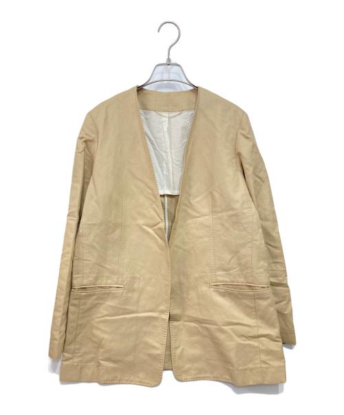 Curensology（カレンソロジー）Curensology (カレンソロジー) ノーカラージャケット ベージュ サイズ:記載なしの古着・服飾アイテム