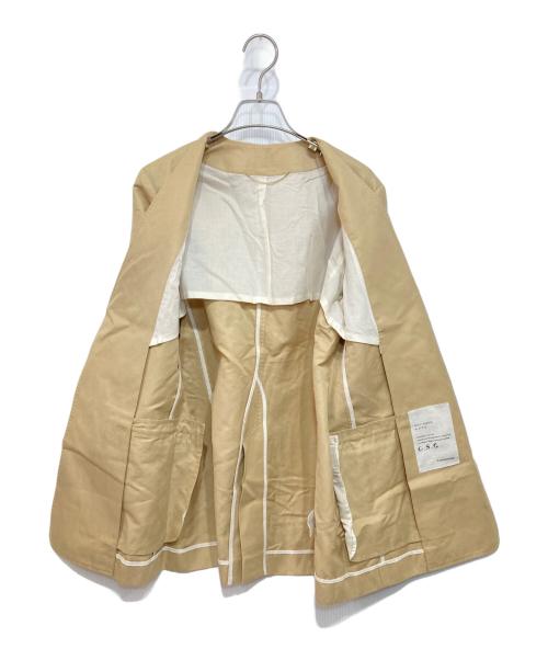 Curensology（カレンソロジー）Curensology (カレンソロジー) ノーカラージャケット ベージュ サイズ:記載なしの古着・服飾アイテム