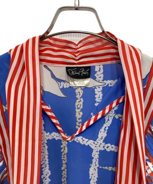 diane freis（ダイアンフレイス）diane freis (ダイアンフレイス) マルチカラーブラウス ブルー×レッド サイズ:FREEの古着・服飾アイテム