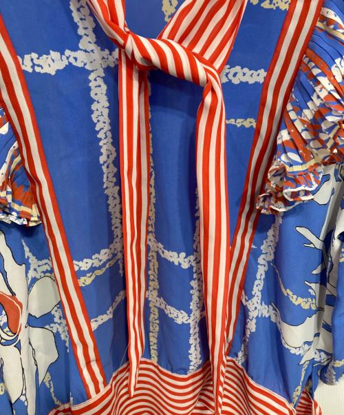 diane freis（ダイアンフレイス）diane freis (ダイアンフレイス) マルチカラーブラウス ブルー×レッド サイズ:FREEの古着・服飾アイテム