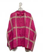 ICHI Antiquite'sイチ アンティークス）の古着「リネンブレンドチェックシャツ」｜ピンク
