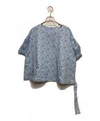 TSUHARU by samansa Mos2ツハル バイ サマンサモスモス）の古着「Swift’s Song柄裾絞りブラウス」｜ブルー