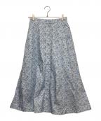 TSUHARU by samansa Mos2ツハル バイ サマンサモスモス）の古着「Swift's Song柄前釦スカート」｜ブルー