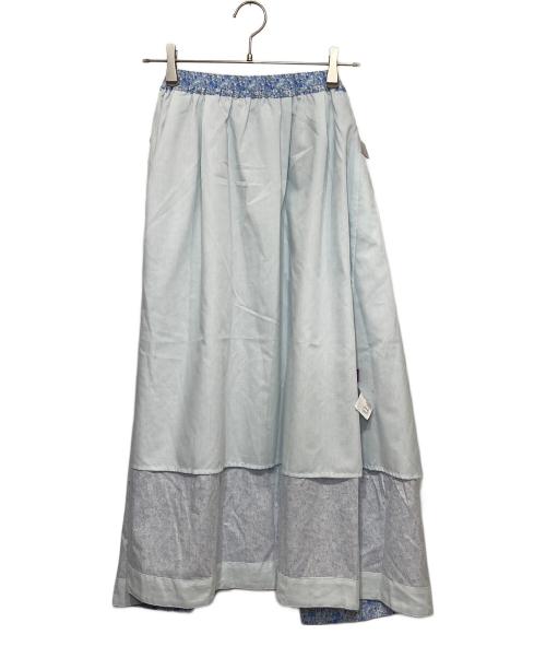 TSUHARU by samansa Mos2（ツハル バイ サマンサモスモス）TSUHARU by samansa Mos2 (ツハル バイ サマンサモスモス) Swift's Song柄前釦スカート ブルー サイズ:FREEの古着・服飾アイテム