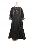 TSUHARU by samansa Mos2ツハル バイ サマンサモスモス）の古着「配色刺繍ワンピース」｜ブラック