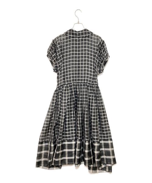 tricot COMME des GARCONS（トリココムデギャルソン）tricot COMME des GARCONS (トリココムデギャルソン) フリルチェックワンピース ブラック サイズ:Mの古着・服飾アイテム