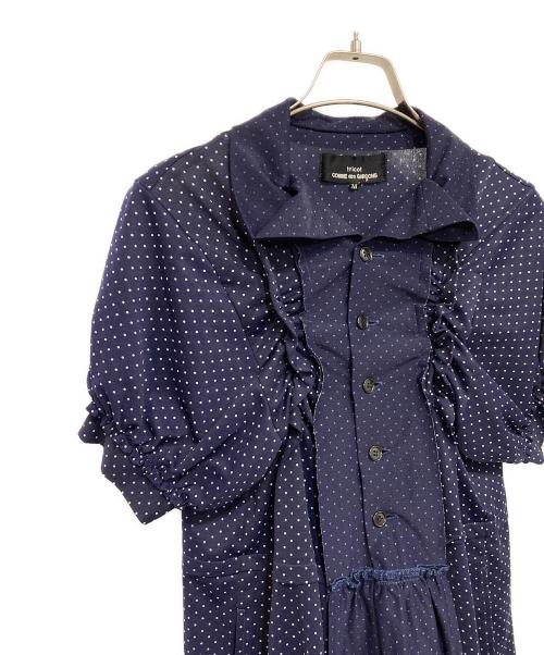 tricot COMME des GARCONS（トリココムデギャルソン）tricot COMME des GARCONS (トリココムデギャルソン) ドットフリルワンピース ネイビー サイズ:Mの古着・服飾アイテム