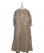 TSUHARU by samansa Mos2ツハル バイ サマンサモスモス）の古着「配色刺繍ワンピース」｜ベージュ