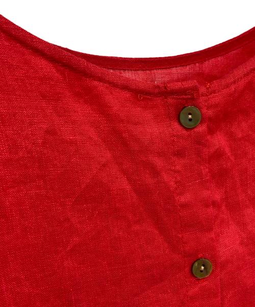 BEARDSLEY（ビアズリー）BEARDSLEY (ビアズリー) リネン前後ブラウス レッド サイズ:Fの古着・服飾アイテム