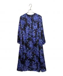 Paul Stuart（ポールスチュアート）の古着「オリエンタルフラワープリント ワンピース」｜ブルー