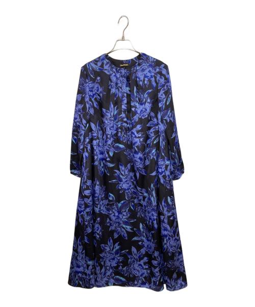 Paul Stuart（ポールスチュアート）Paul Stuart (ポールスチュアート) オリエンタルフラワープリント ワンピース ブルー サイズ:6の古着・服飾アイテム