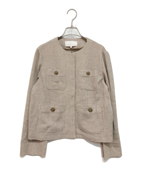 自由区（ジユウク）自由区 (ジユウク) 【洗える】ライトカラミノーカラー ジャケット ベージュ サイズ:38の古着・服飾アイテム