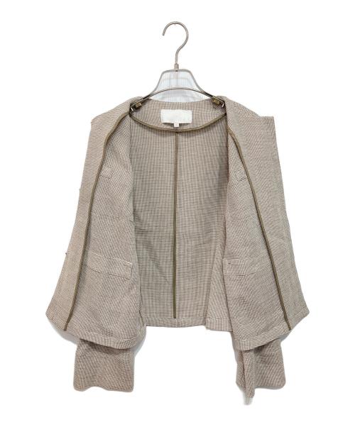 自由区（ジユウク）自由区 (ジユウク) 【洗える】ライトカラミノーカラー ジャケット ベージュ サイズ:38の古着・服飾アイテム