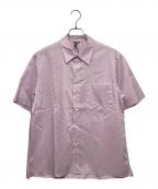AURALEEオーラリー）の古着「WASHED FINX TYPEWRITER OPEN COLLAR HALF SLEEVED SHIRT」｜ピンク