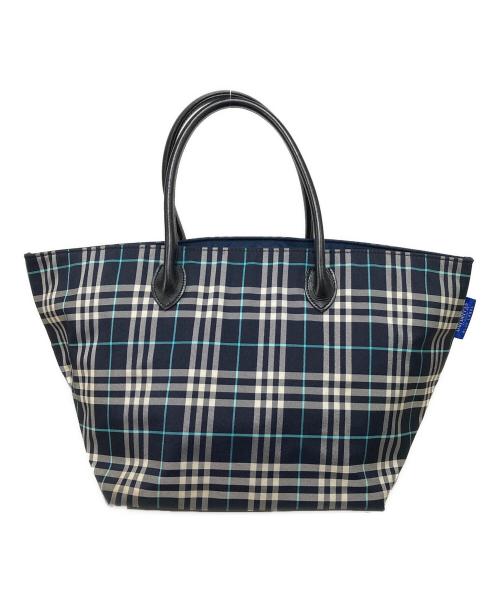 Burberry's（バーバリー）Burberry's (バーバリーズ) チェックトートバッグ ネイビーの古着・服飾アイテム