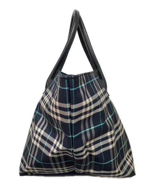 Burberry's（バーバリー）Burberry's (バーバリーズ) チェックトートバッグ ネイビーの古着・服飾アイテム