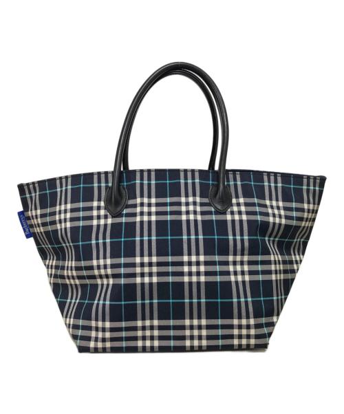 Burberry's（バーバリー）Burberry's (バーバリーズ) チェックトートバッグ ネイビーの古着・服飾アイテム